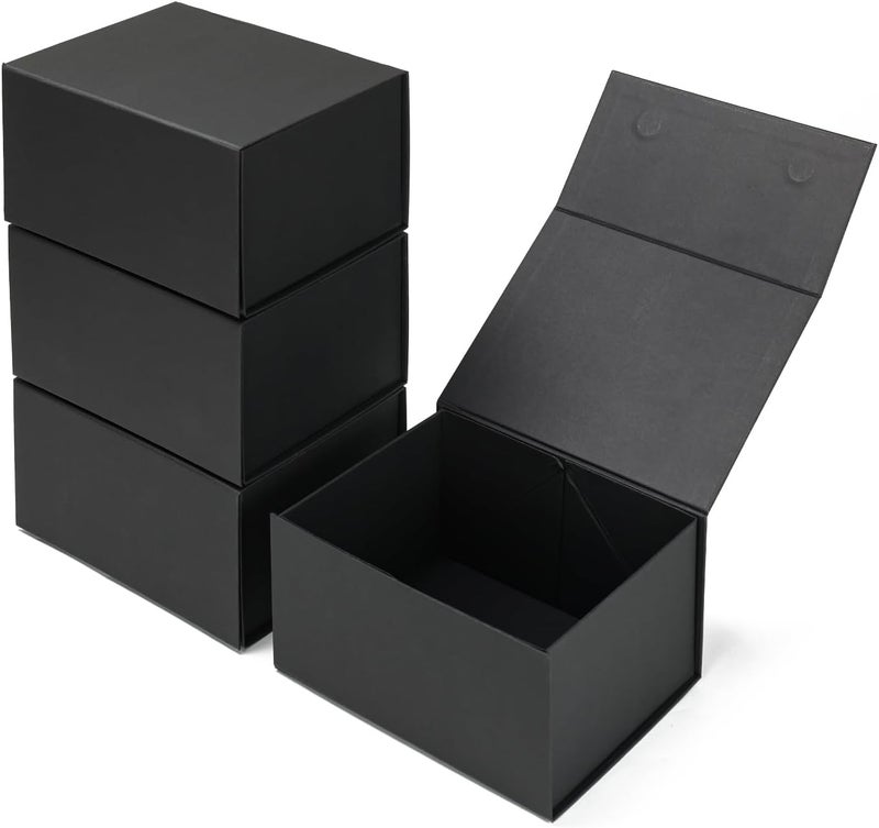 Ditwis 4 Pack 8x6x4 Inches Gift Boxes with Magnetic Closure Lids, Black Magnetic Box for Wedding, Groomsmen Bridesmaid Proposal, Birthdays, Mother's Day - Image 1